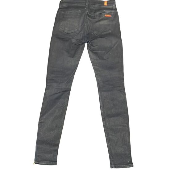 7 For All Mankind coated black skinny jeans, Size 26 - Picture 5 of 13